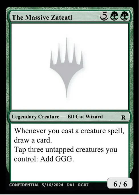 The Massive Zatcatl, carta Magic di tipo Legendary Creature — Elf Cat Wizard