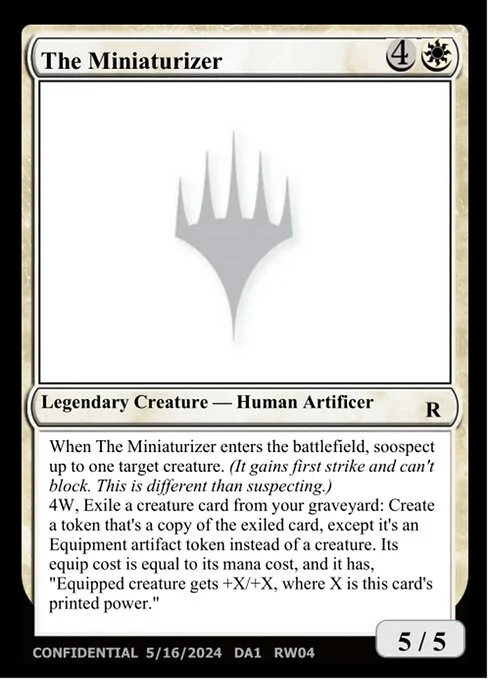 The Miniaturizer, carta Magic di tipo Legendary Creature — Human Artificer