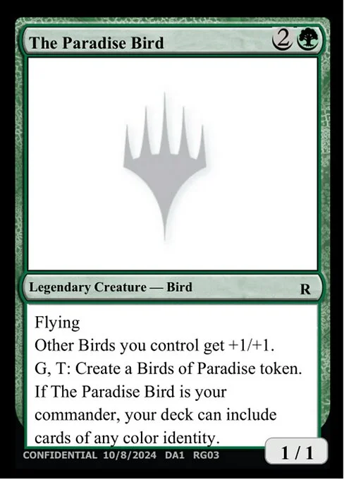 The Paradise Bird, carta Magic di tipo Legendary Creature — Bird