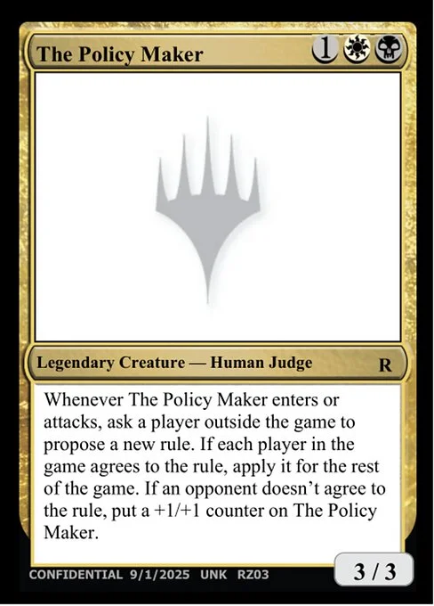 The Policy Maker, carta Magic di tipo Legendary Creature — Human Judge
