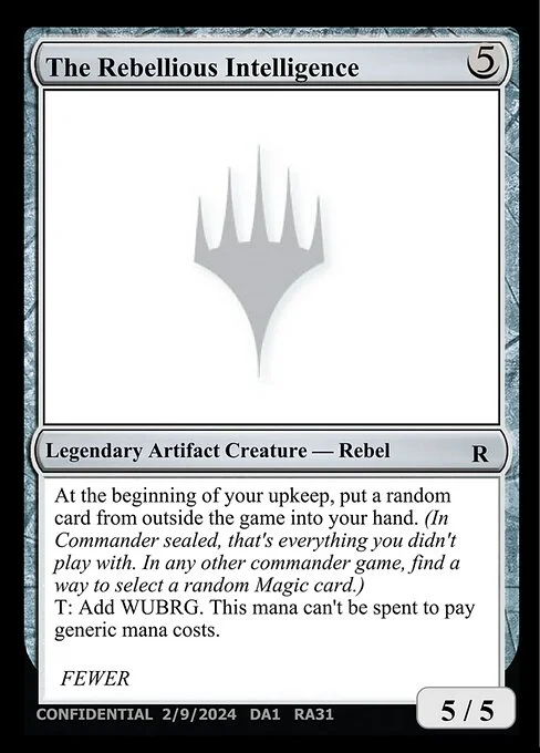 The Rebellious Intelligence, carta Magic di tipo Legendary Artifact Creature — Rebel