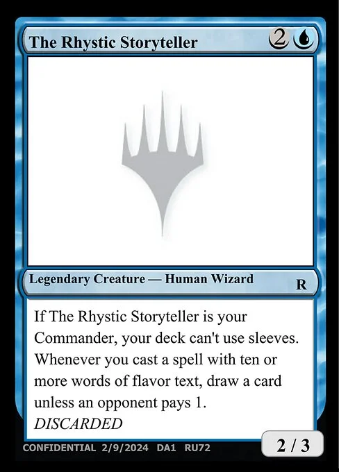 The Rhystic Storyteller, carta Magic di tipo Legendary Creature — Human Wizard