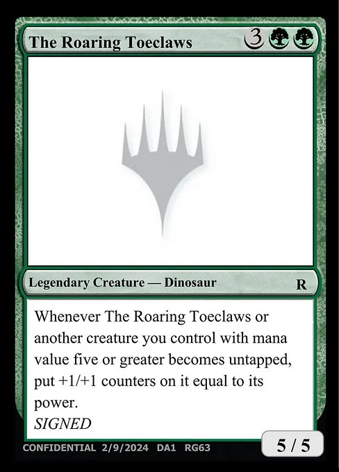 The Roaring Toeclaws, carta Magic di tipo Legendary Creature — Dinosaur