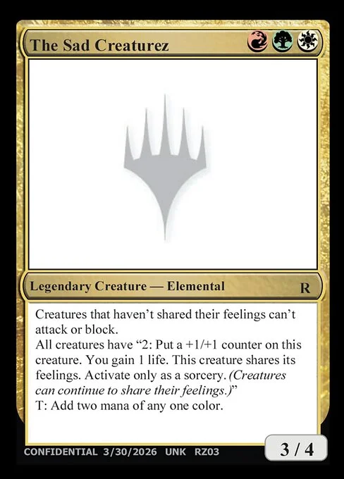 The Sad Creaturez, carta Magic di tipo Legendary Creature — Elemental
