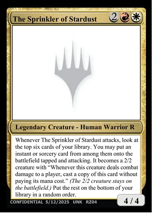The Sprinkler of Stardust, carta Magic di tipo Legendary Creature — Human Warrior