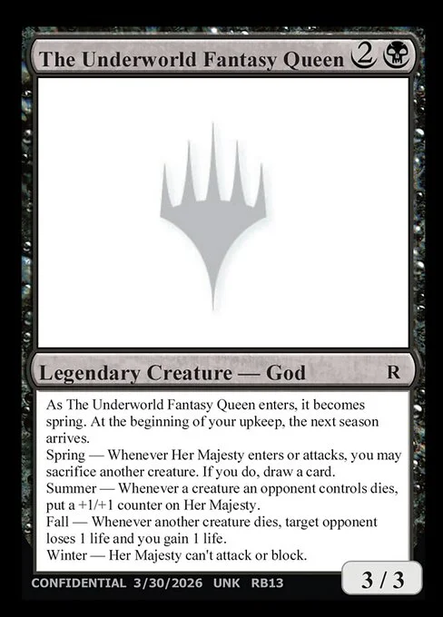The Underworld Fantasy Queen, carta Magic di tipo Legendary Creature — God