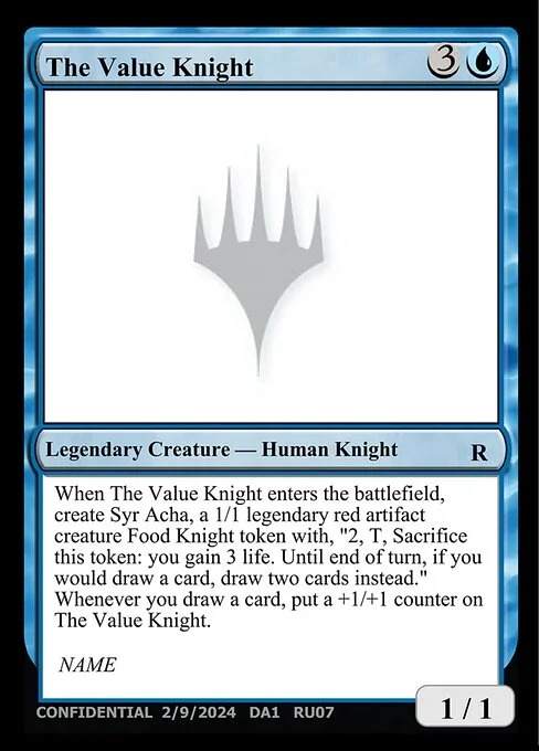 The Value Knight, carta Magic di tipo Legendary Creature — Human Knight