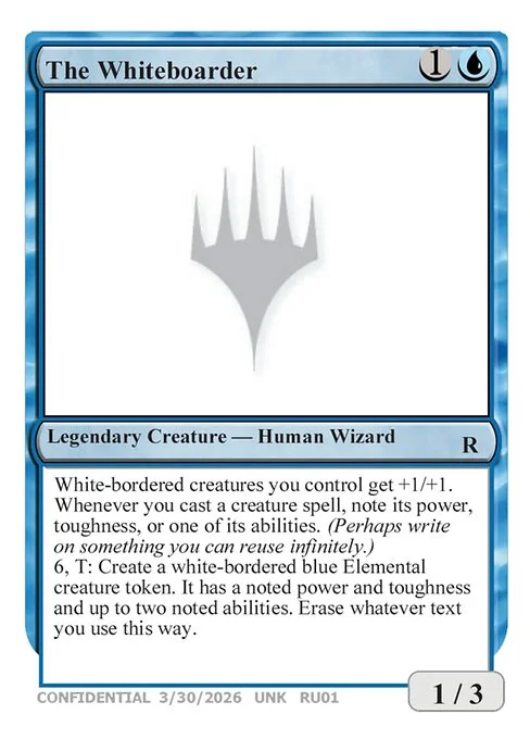 The Whiteboarder, carta Magic di tipo Legendary Creature — Human Wizard