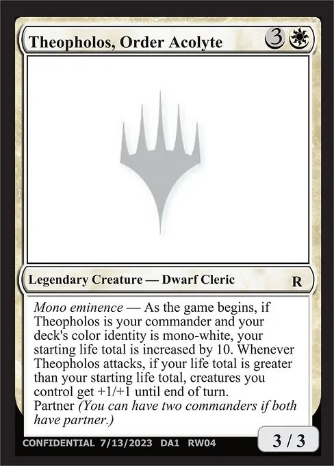 Theopholos, Order Acolyte, carta Magic di tipo Legendary Creature — Dwarf Cleric