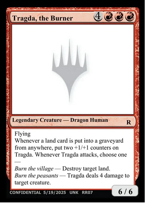 Tragda, the Burner, carta Magic di tipo Legendary Creature — Dragon Human