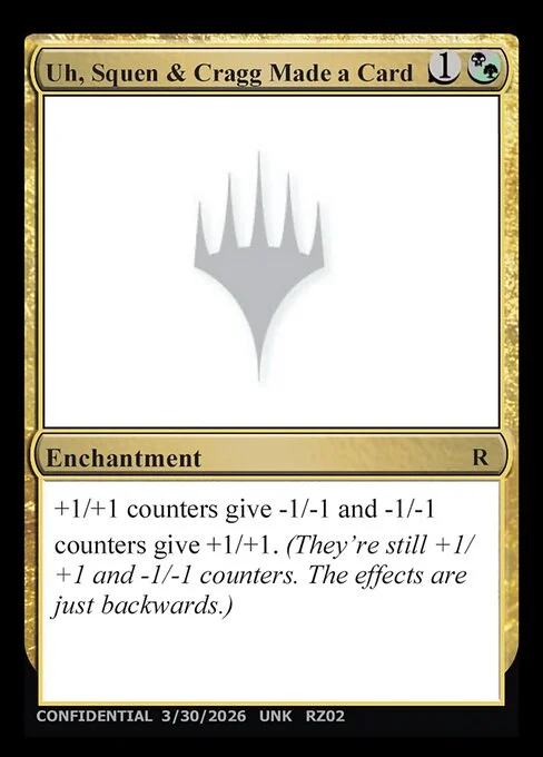 Uh, Squen & Cragg Made a Card, carta Magic di tipo Enchantment