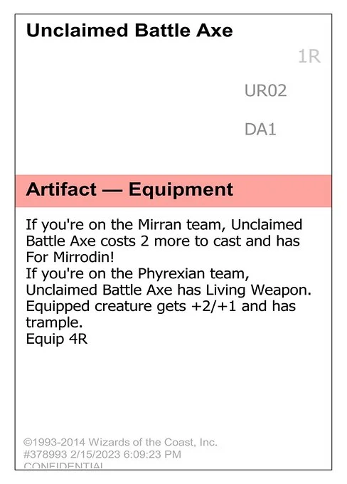 Unclaimed Battle Axe, carta Magic di tipo Artifact — Equipment