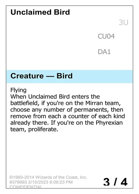 Unclaimed Bird, carta Magic di tipo Creature — Bird