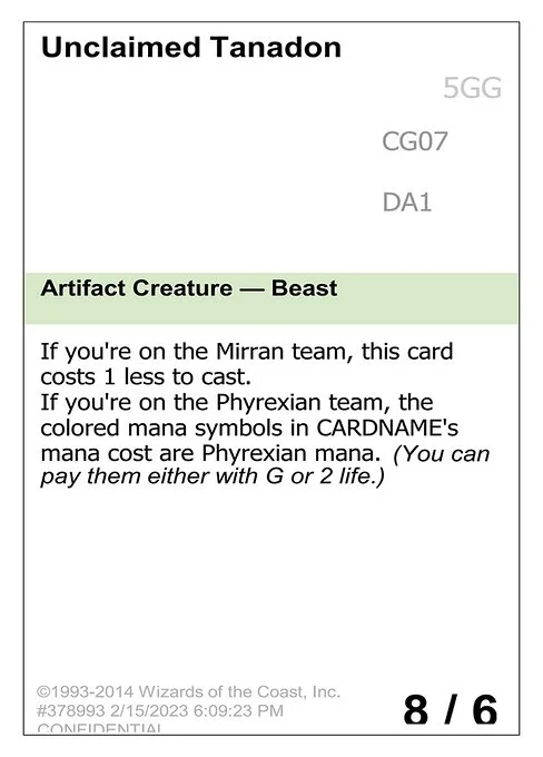 Unclaimed Tanadon, carta Magic di tipo Artifact Creature — Beast