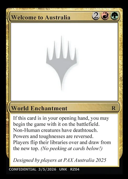 Welcome to Australia, carta Magic di tipo World Enchantment