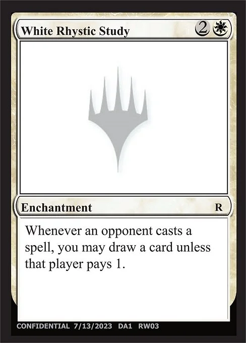 White Rhystic Study, carta Magic di tipo Enchantment