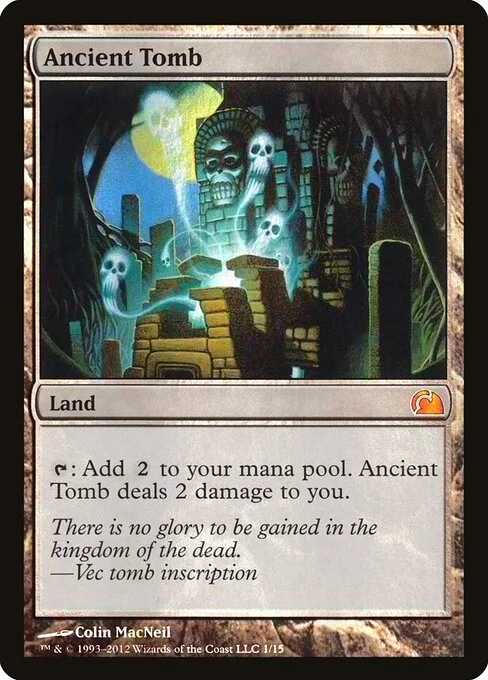 Ancient Tomb, carta Magic di tipo Land illustrata da Colin MacNeil