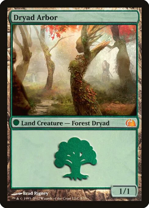 Dryad Arbor, carta Magic di tipo Land Creature — Forest Dryad illustrata da Brad Rigney