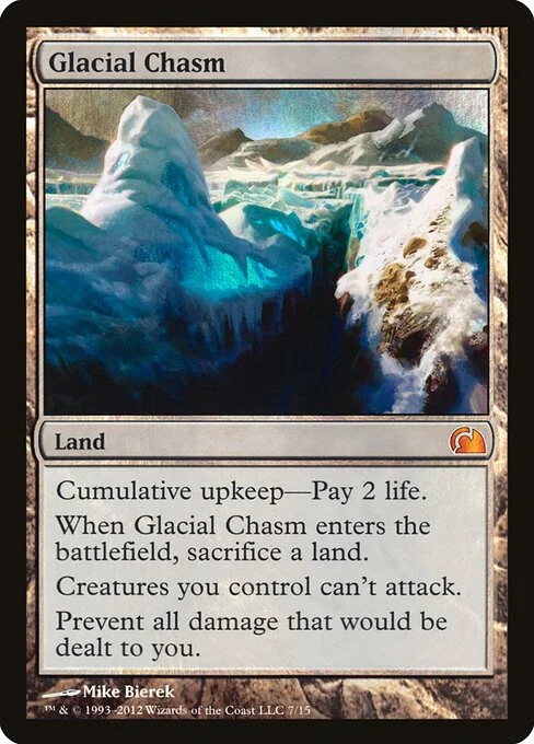 Glacial Chasm, carta Magic di tipo Land illustrata da Mike Bierek