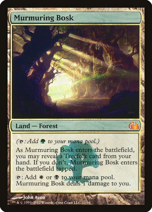 Murmuring Bosk, carta Magic di tipo Land — Forest illustrata da John Avon