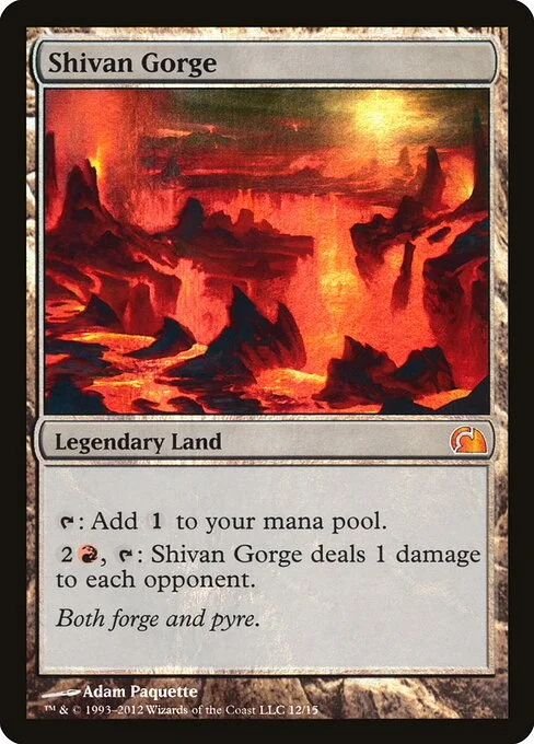 Shivan Gorge, carta Magic di tipo Legendary Land illustrata da Adam Paquette