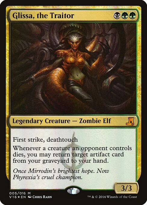Glissa, the Traitor, carta Magic di tipo Legendary Creature — Phyrexian Zombie Elf illustrata da Chris Rahn