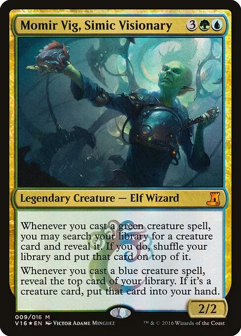 Momir Vig, Simic Visionary, carta Magic di tipo Legendary Creature — Elf Wizard illustrata da Victor Adame Minguez