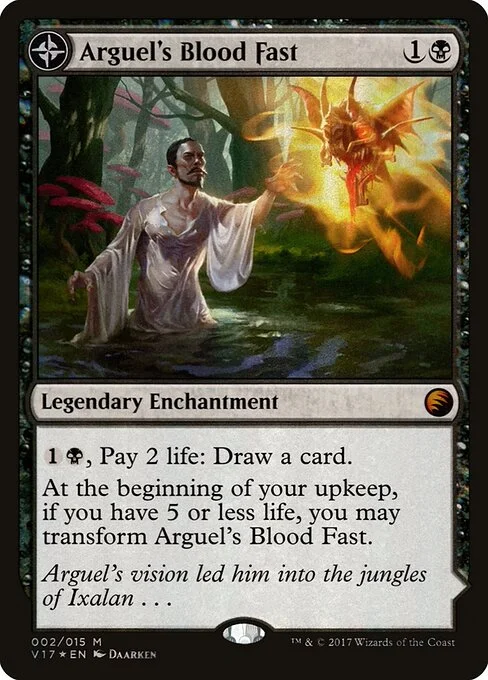 Arguel's Blood Fast // Temple of Aclazotz, carta Magic di tipo Legendary Enchantment // Legendary Land illustrata da Daarken