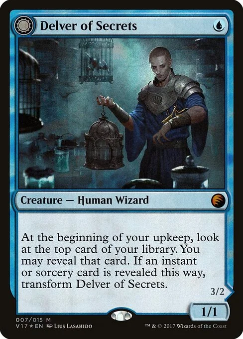 Delver of Secrets // Insectile Aberration, carta Magic di tipo Creature — Human Wizard // Creature — Human Insect illustrata da Lius Lasahido