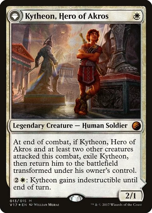 Kytheon, Hero of Akros // Gideon, Battle-Forged, carta Magic di tipo Legendary Creature — Human Soldier // Legendary Planeswalker — Gideon illustrata da Willian Murai