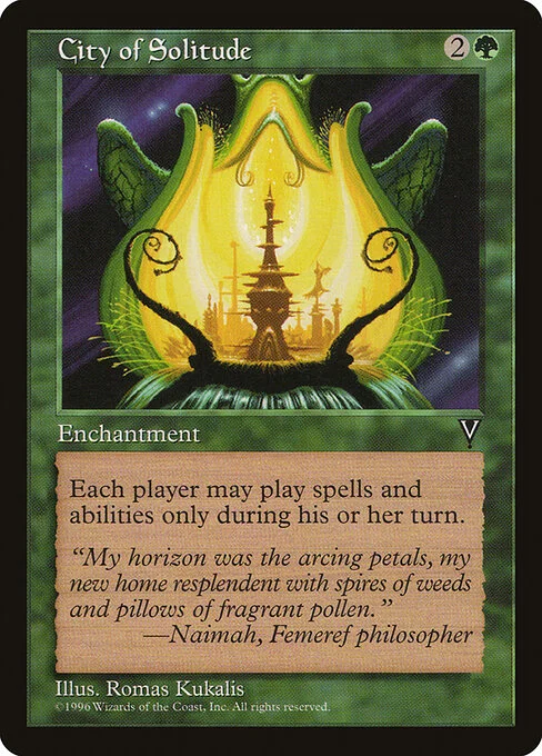 City of Solitude, carta Magic di tipo Enchantment illustrata da Romas Kukalis