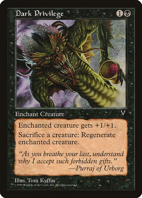 Dark Privilege, carta Magic di tipo Enchantment — Aura illustrata da Tom Kyffin