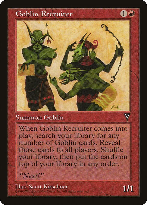 Goblin Recruiter, carta Magic di tipo Creature — Goblin illustrata da Scott Kirschner