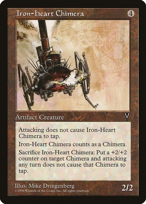 Iron-Heart Chimera, carta Magic di tipo Artifact Creature — Chimera illustrata da Mike Dringenberg