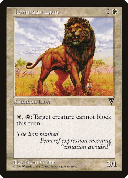 Jamuraan Lion, carta Magic di tipo Creature — Cat illustrata da Stuart Griffin