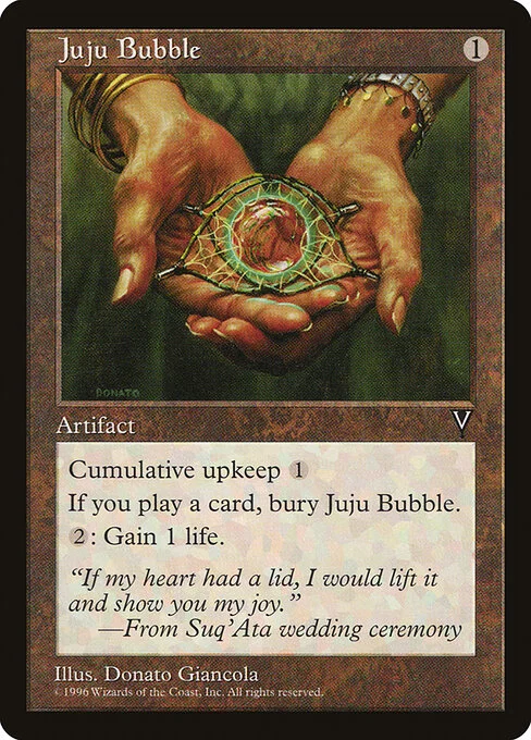 Juju Bubble, carta Magic di tipo Artifact illustrata da Donato Giancola