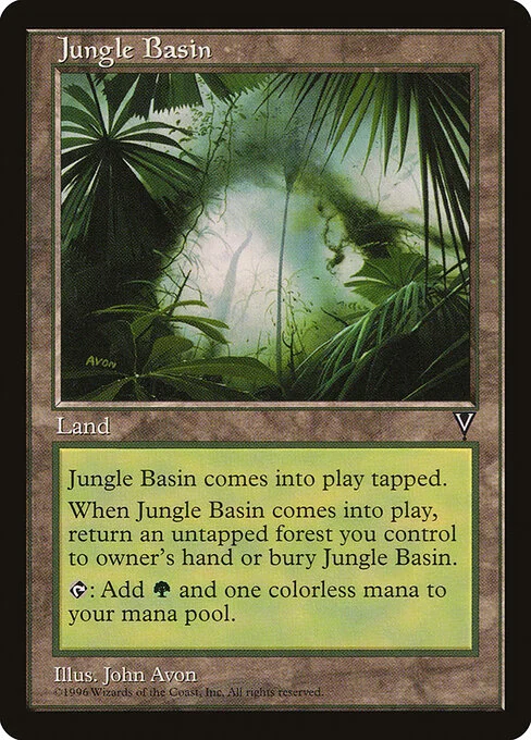 Jungle Basin, carta Magic di tipo Land illustrata da John Avon