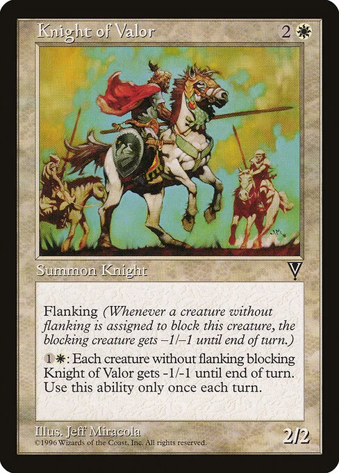 Knight of Valor, carta Magic di tipo Creature — Human Knight illustrata da Jeff Miracola