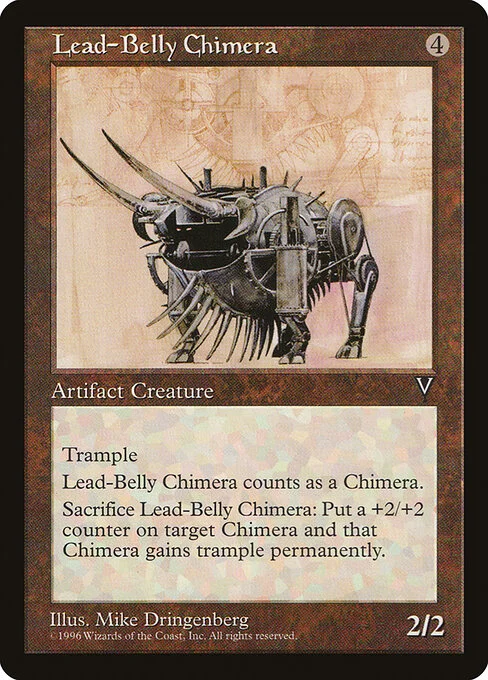Lead-Belly Chimera, carta Magic di tipo Artifact Creature — Chimera illustrata da Mike Dringenberg