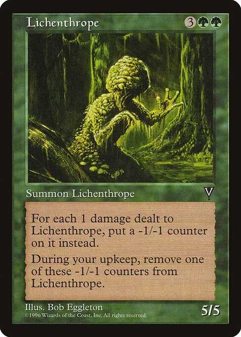 Lichenthrope, carta Magic di tipo Creature — Plant Fungus illustrata da Bob Eggleton