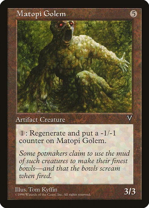 Matopi Golem, carta Magic di tipo Artifact Creature — Golem illustrata da Tom Kyffin