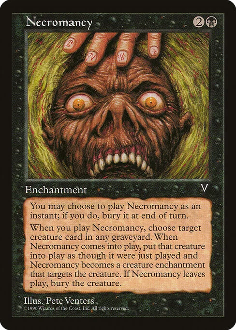 Necromancy, carta Magic di tipo Enchantment illustrata da Pete Venters