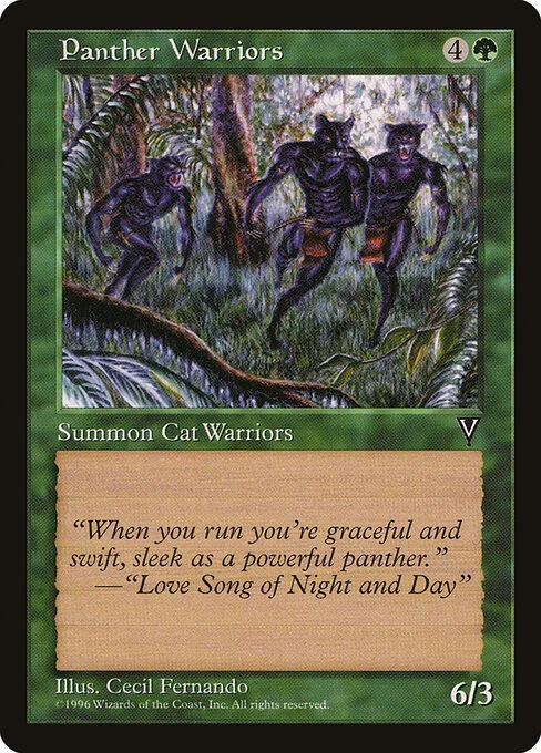Panther Warriors, carta Magic di tipo Creature — Cat Warrior illustrata da Cecil Fernando
