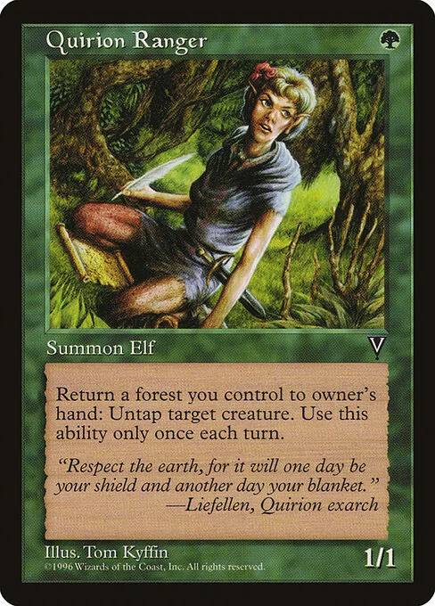 Quirion Ranger, carta Magic di tipo Creature — Elf Ranger illustrata da Tom Kyffin