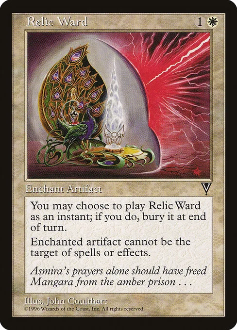 Relic Ward, carta Magic di tipo Enchantment — Aura illustrata da John Coulthart