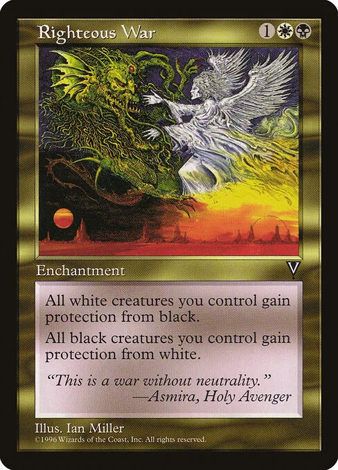 Righteous War, carta Magic di tipo Enchantment illustrata da Ian Miller