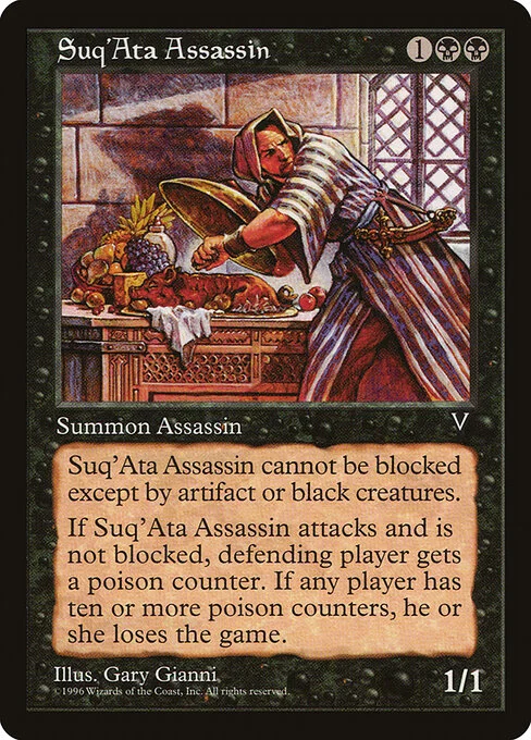Suq'Ata Assassin, carta Magic di tipo Creature — Human Assassin illustrata da Gary Gianni