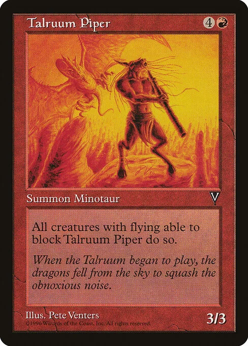 Talruum Piper, carta Magic di tipo Creature — Minotaur illustrata da Pete Venters