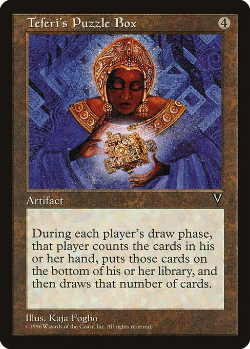 Teferi's Puzzle Box, carta Magic di tipo Artifact illustrata da Kaja Foglio