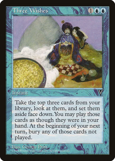 Three Wishes, carta Magic di tipo Instant illustrata da George Pratt